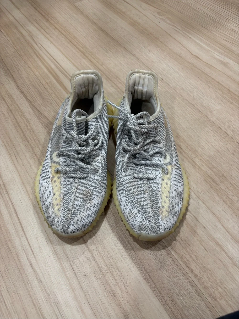 adidas Men's Knit Sneakers in Cream and Pale Yellow